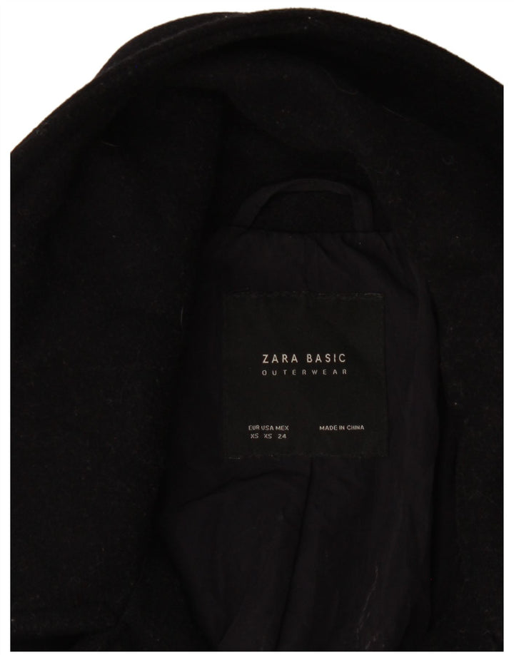Zara Womens Oversized Double Breasted Coat UK 6 XS Black