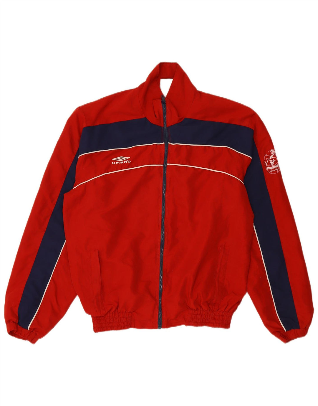 UMBRO Mens Tracksuit Top Jacket UK 38/40 Medium Red Colourblock Polyester