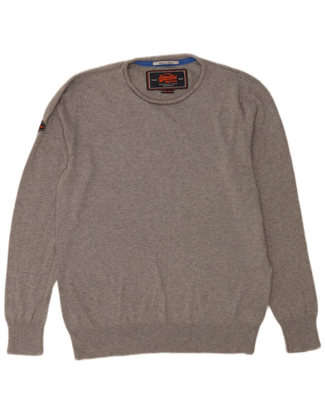 Superdry Mens Crew Neck Jumper Sweater Large Grey Cotton
