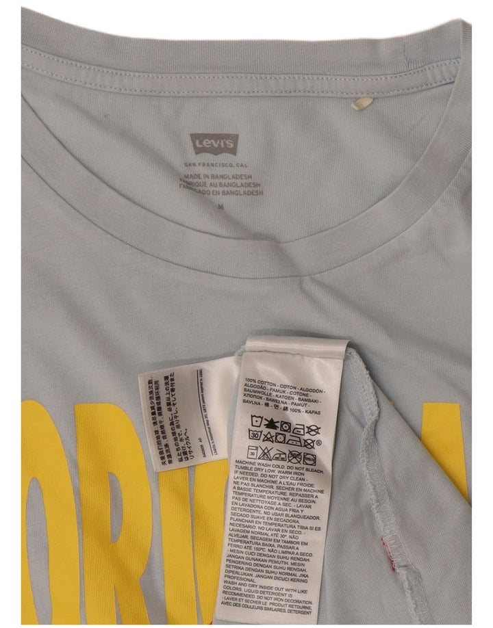 Levi's Womens Graphic T-Shirt Top UK 12 Medium Blue Cotton