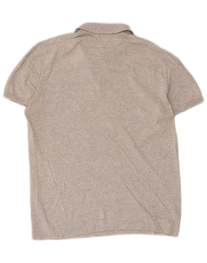 Massimo Dutti Mens Polo Shirt Medium Grey Flecked