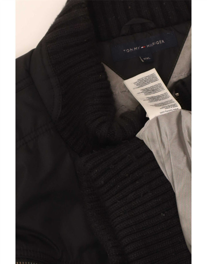 Tommy Hilfiger Mens Bomber Jacket UK 44 2XL Black Nylon