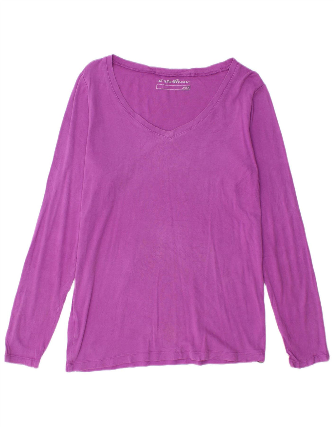EDDIE BAUER Womens Top Long Sleeve UK 14 Medium Purple Cotton