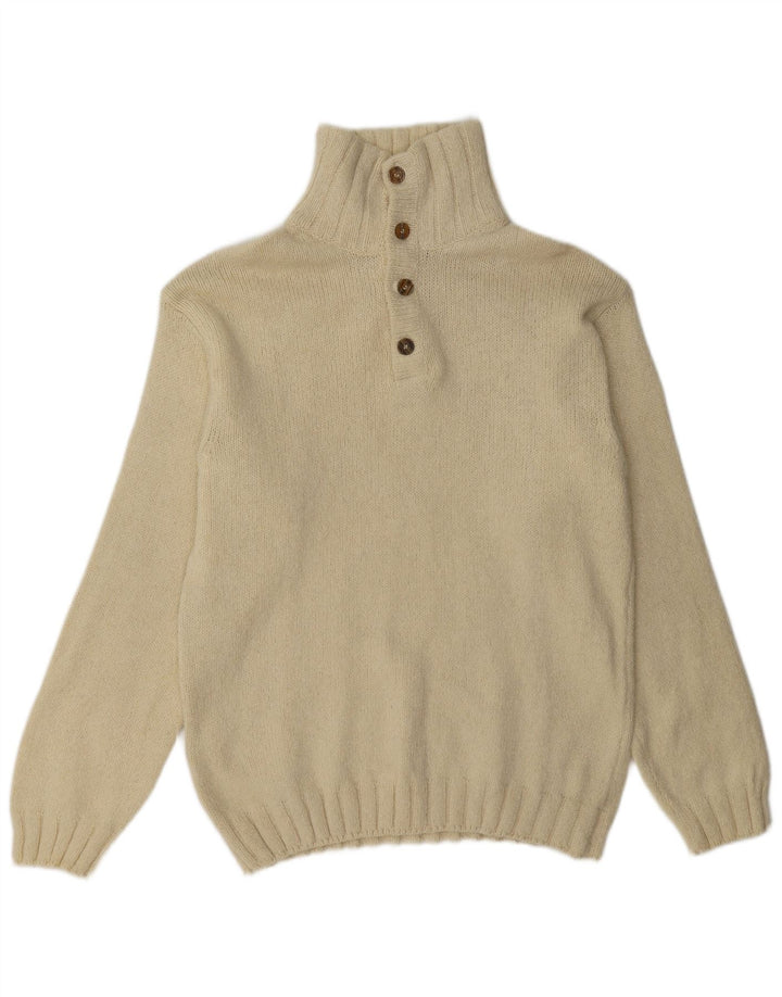 Marlboro Classics Mens Button Neck Jumper Sweater XL Beige Wool