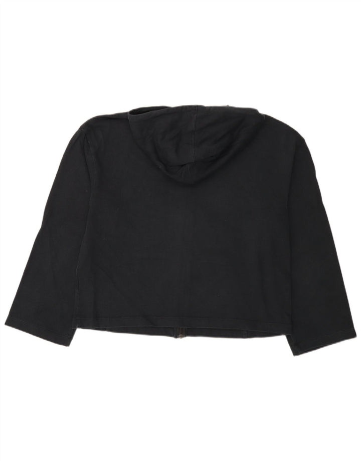 NIKE Womens Zip Hoodie Sweater UK 12 Medium Black Cotton