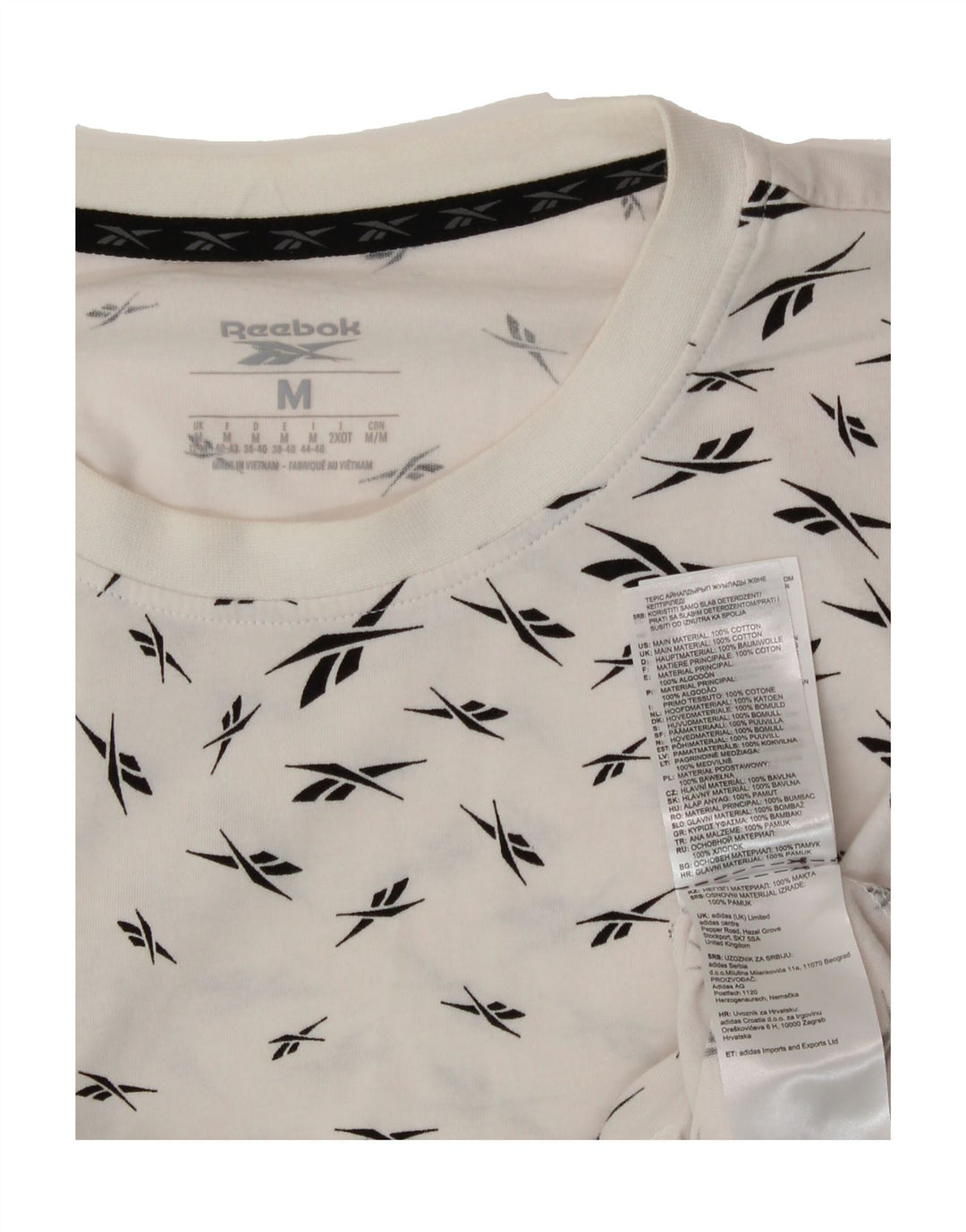 REEBOK Womens Oversized Crop Graphic Top Long Sleeve UK 12/14 Medium White Vintage Reebok and Second-Hand Reebok from Messina Hembry 