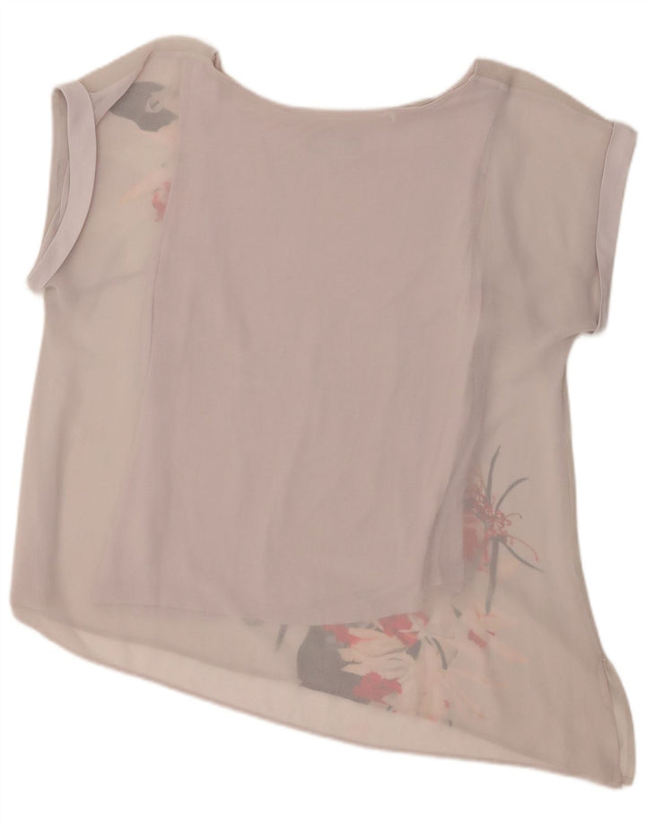 Coast Womens Asymmetric Blouse Top UK 16 Large Grey Floral Polyester