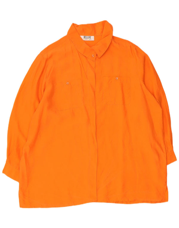HELLINE Womens Shirt Blouse UK 22/24 3XL Orange Silk