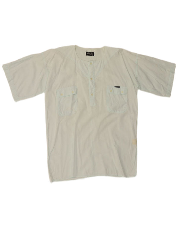 Wrangler Mens Short Sleeve Pullover Shirt Medium Turquoise Cotton