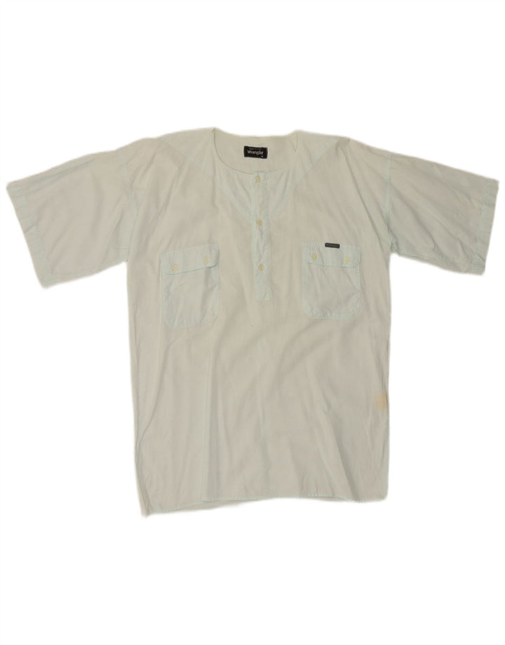 Wrangler Mens Short Sleeve Pullover Shirt Medium Turquoise Cotton