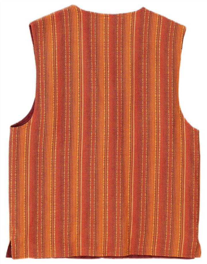 CARTOUCHE Mens Waistcoat Large Orange Striped Wool