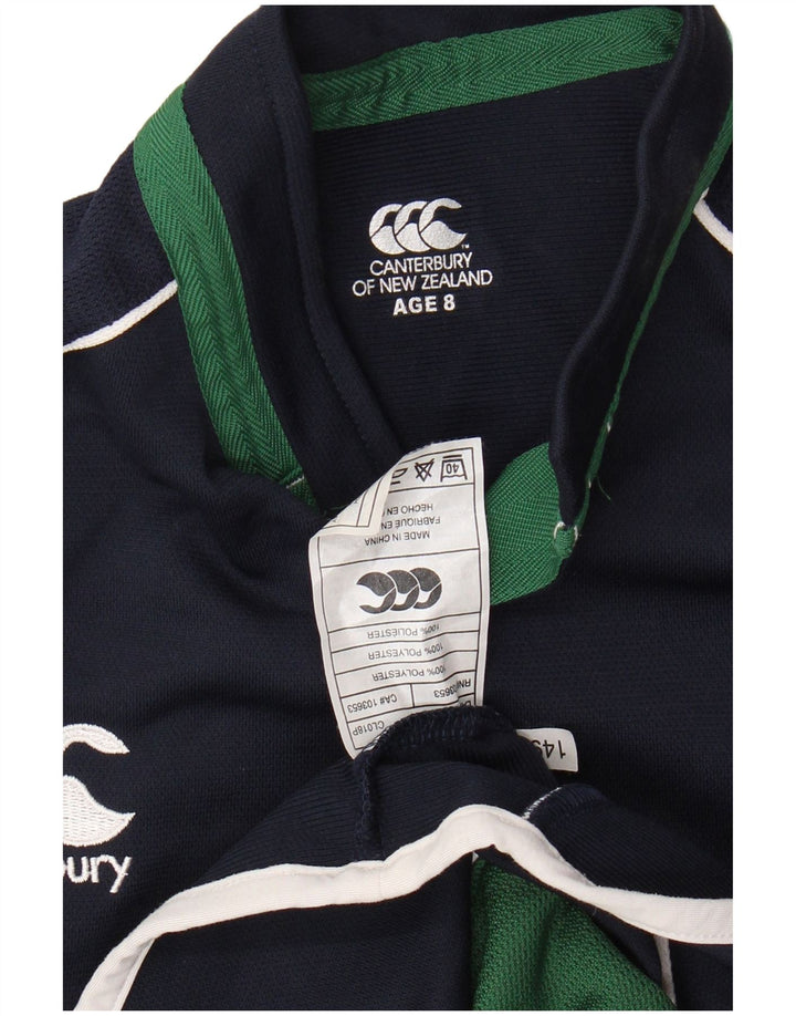 CANTERBURY Boys IRFU Graphic T-Shirt Top 7-8 Years Navy Blue Colourblock