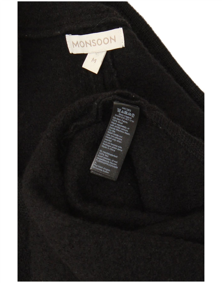 MONSOON Womens Short Sleeve Cardigan Sweater UK 14 Medium Black Wool Vintage Monsoon and Second-Hand Monsoon from Messina Hembry 