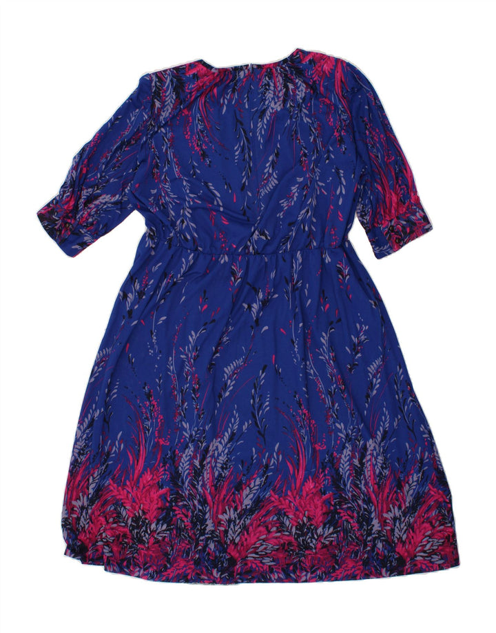 VINTAGE Womens Abstract Pattern A-Line Dress UK 16 Large Navy Blue Vintage Vintage and Second-Hand Vintage from Messina Hembry 