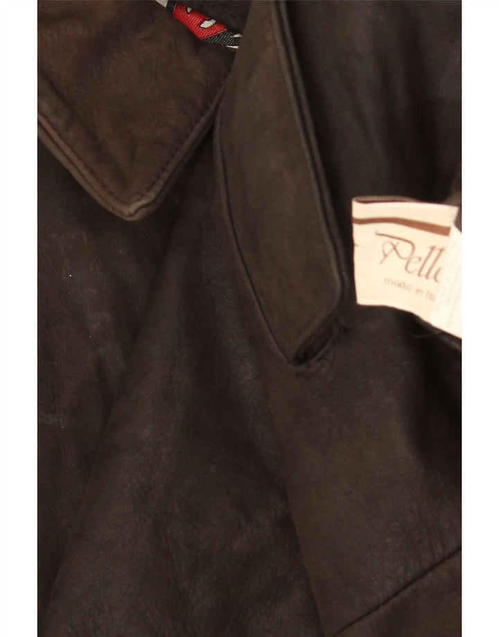 VINTAGE Womens Leather Jacket EU 44 XL Brown Leather