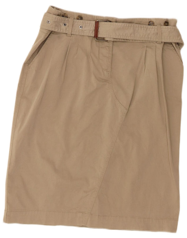 Max Mara Womens Weekend Straight Skirt UK 14 Large W34 Khaki Cotton