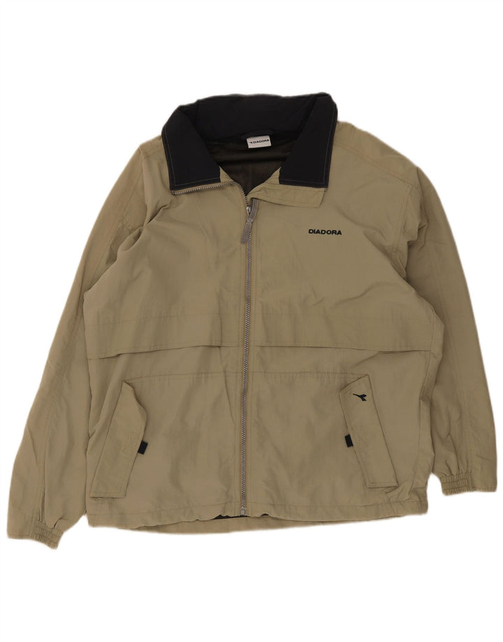 Diadora Mens Rain Jacket UK 36 Small Khaki Polyamide
