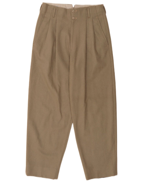 Virgola Mens High Waist Pegged Chino Trousers IT 46 Large W30 L27 Khaki