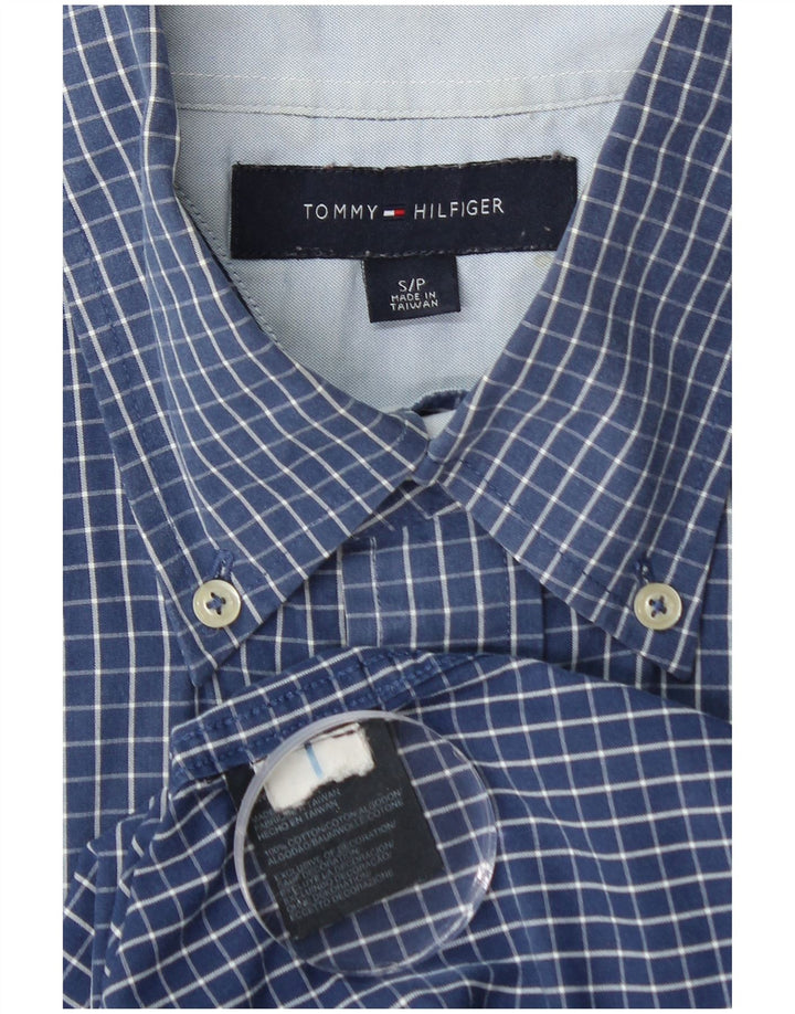 TOMMY HILFIGER Mens Short Sleeve Shirt Small Blue Check Cotton