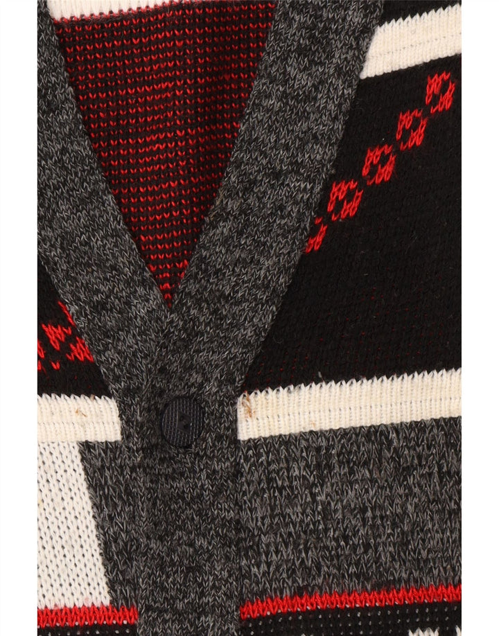 VINTAGE Mens Cardigan Sweater Large Grey Argyle/Diamond Acrylic Vintage Vintage and Second-Hand Vintage from Messina Hembry 