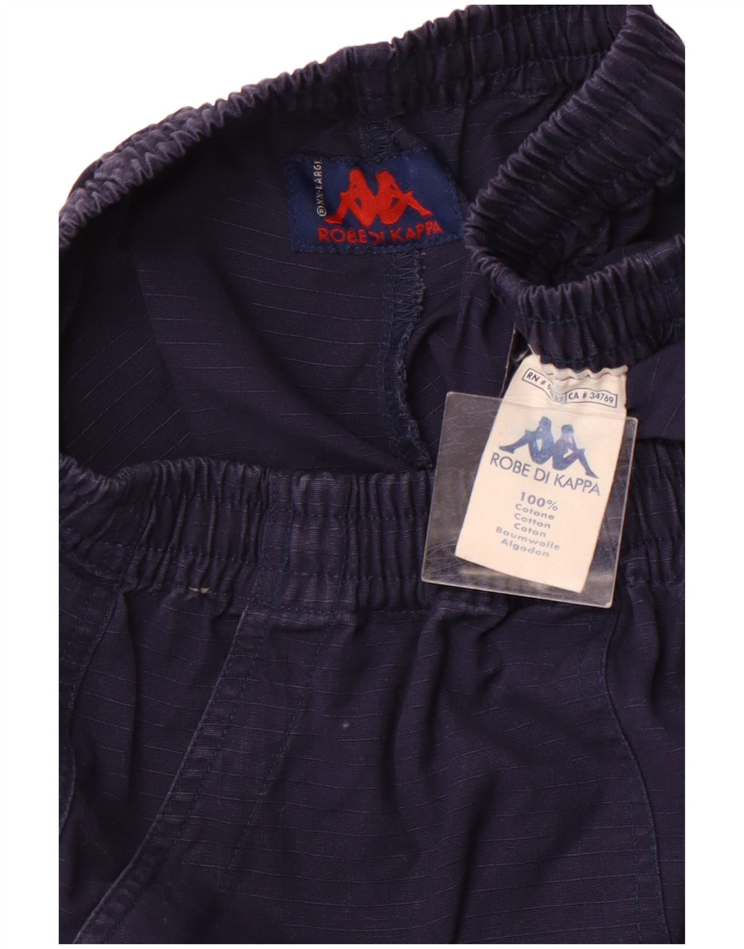 KAPPA Womens High Waist Cargo Shorts 2XL W32 Navy Blue Check Cotton Sports