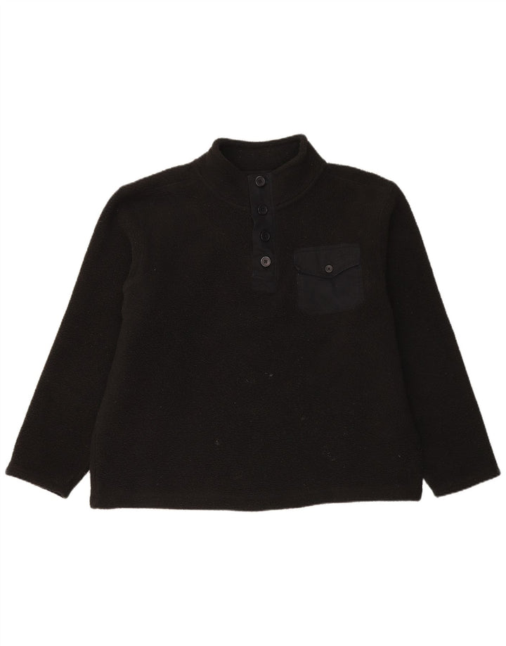 Weird Fish Mens Button Neck Fleece Jumper XL Black Polyester
