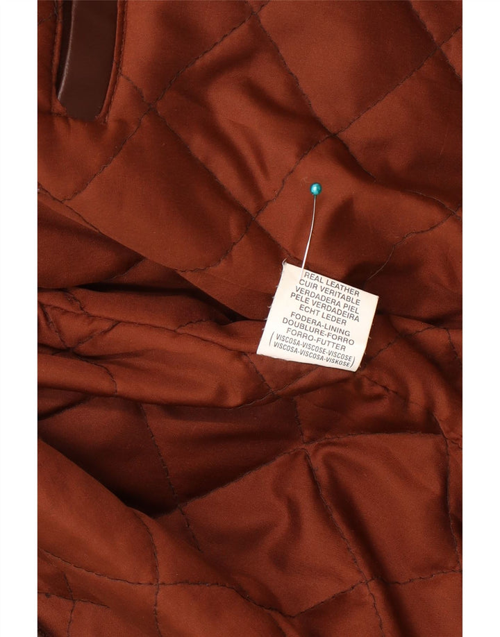 Conbipel Mens 3 Button Leather Blazer Jacket UK 40 Large Brown Leather