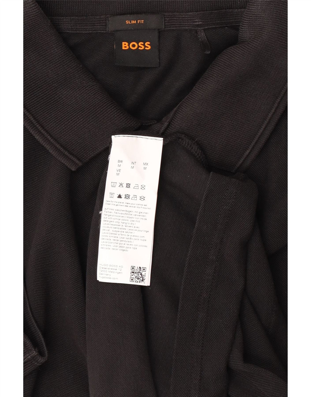 HUGO BOSS Mens Slim Fit Polo Shirt Medium Black Cotton