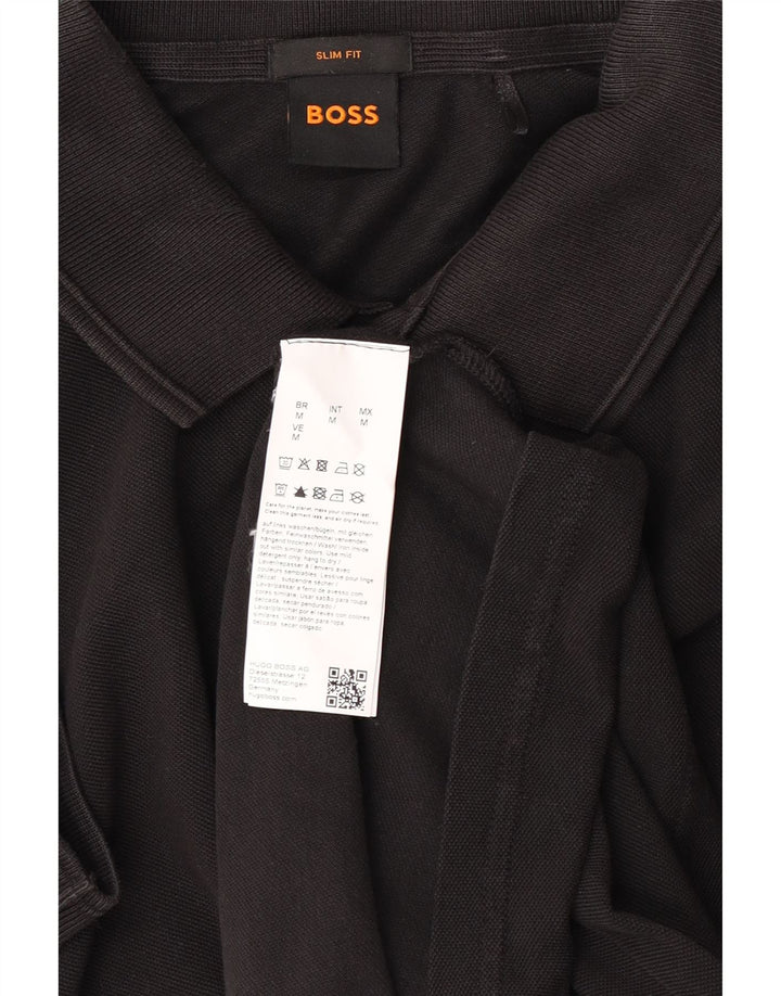 HUGO BOSS Mens Slim Fit Polo Shirt Medium Black Cotton
