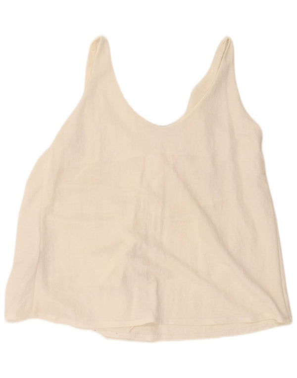 Zara Womens Sleeveless Crop Top UK 12 Medium Off White Viscose