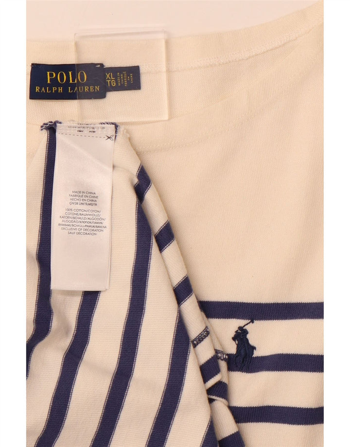 POLO RALPH LAUREN Womens Long Sleeve T-Shirt Dress UK 18 XL White Striped