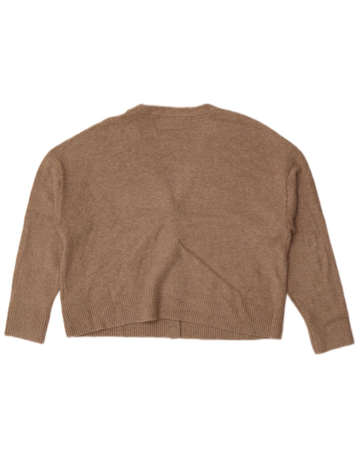 Marks & Spencer Womens Crop Cardigan Sweater UK 14 Medium Brown Polyester
