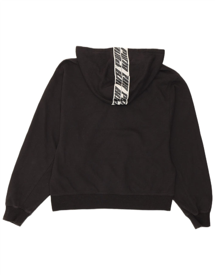 PUMA Womens Graphic Hoodie Jumper UK 16 Large Black Cotton