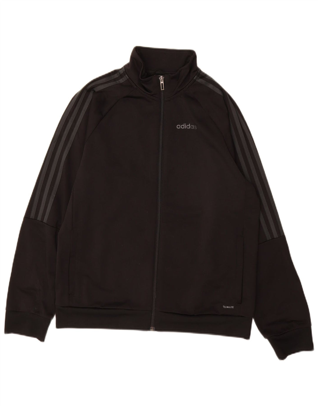Adidas Boys Climalite Tracksuit Top Jacket 13-14 Years Black Polyester