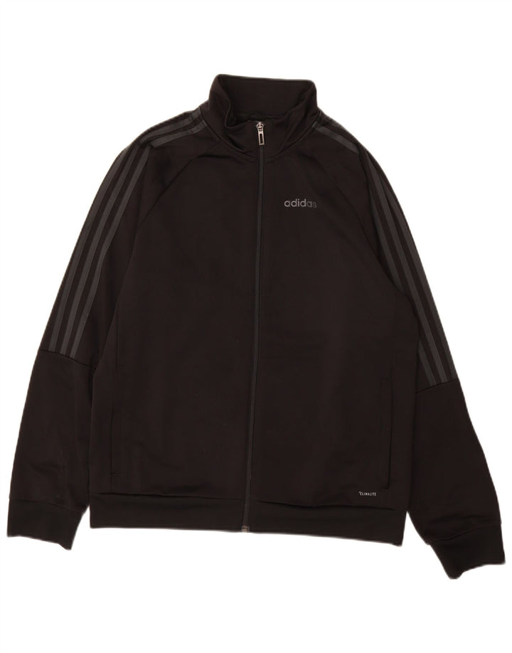 Adidas Boys Climalite Tracksuit Top Jacket 13-14 Years Black Polyester