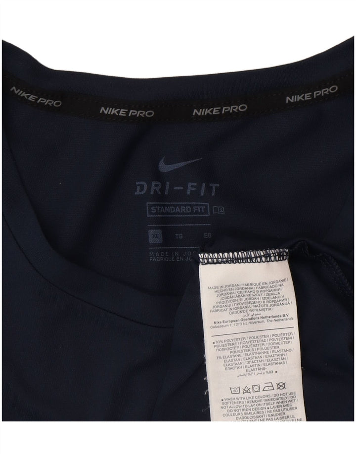 Nike Mens Dri Fit Standard Fit T-Shirt Top XL Navy Blue Polyester