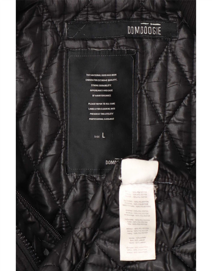 Bomboogie Mens Military Utility Jacket UK 40 Large Black Polyester
