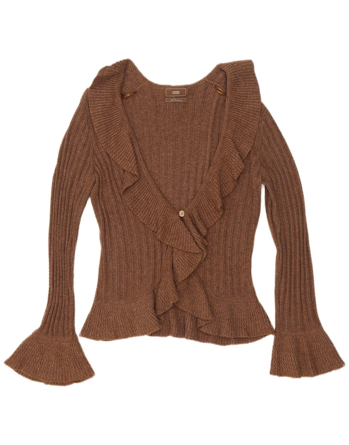 Marks & Spencer Womens Cardigan Sweater UK 12 Medium  Brown Cotton