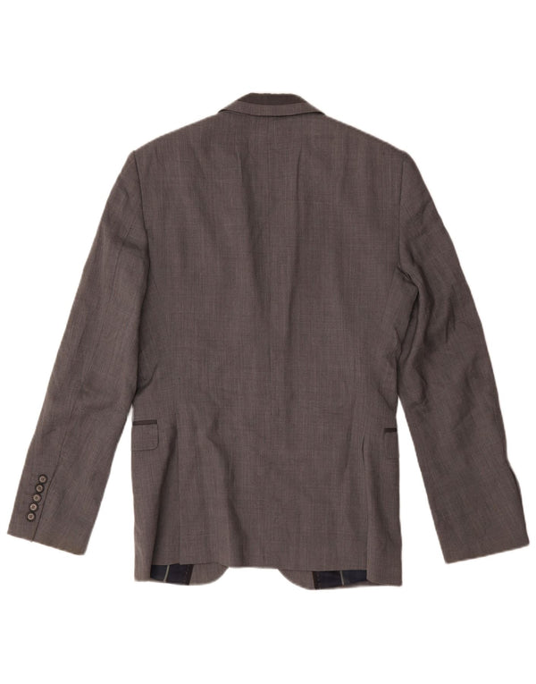 Zara Mens 2 Button Blazer Jacket UK 38 Medium Grey Wool