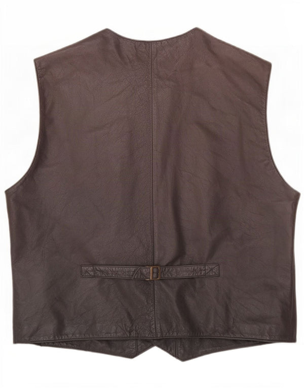 Vintage Mens Leather Waistcoat IT 56 XL Black