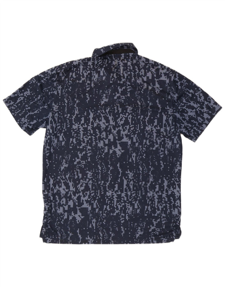 Nike Mens Standard Fit Polo Shirt Medium Navy Blue Geometric Polyester