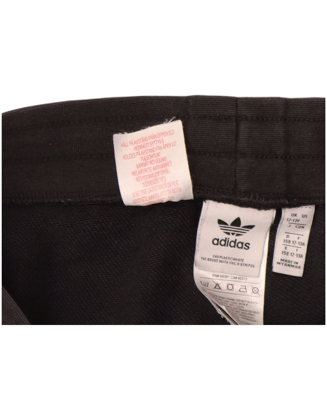 ADIDAS Girls Tracksuit Trousers Joggers 12-13 Years  Black Cotton