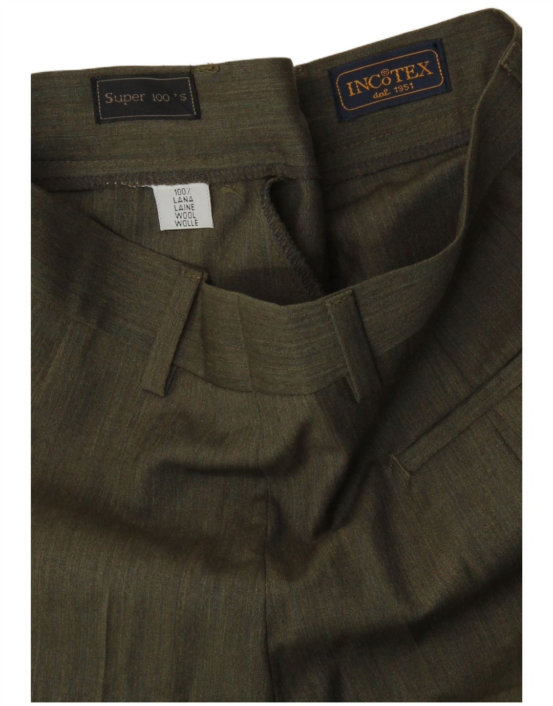 INCOTEX Womens Pegged Suit Trousers UK 8 Small W26 L28 Khaki Wool