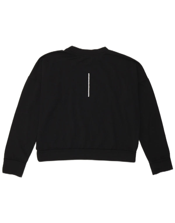 Nike Womens Crop Sweatshirt Jumper UK 12 Medium Black Polyester Sports