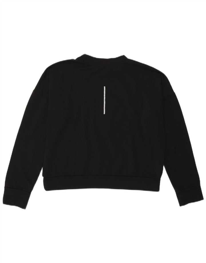 Nike Womens Crop Sweatshirt Jumper UK 12 Medium Black Polyester Sports