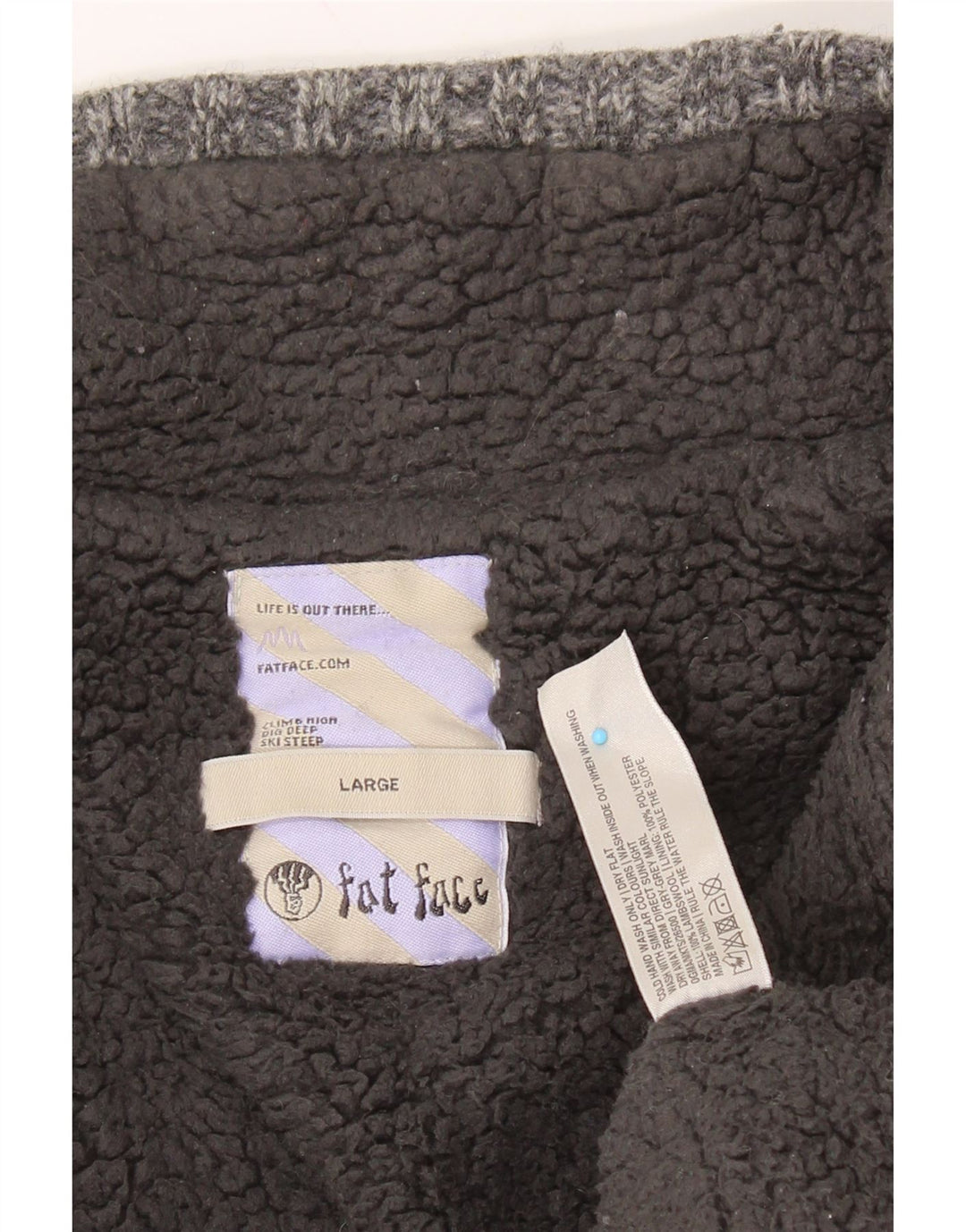 FAT FACE Mens Zip Neck Jumper Sweater Large Grey Lambswool