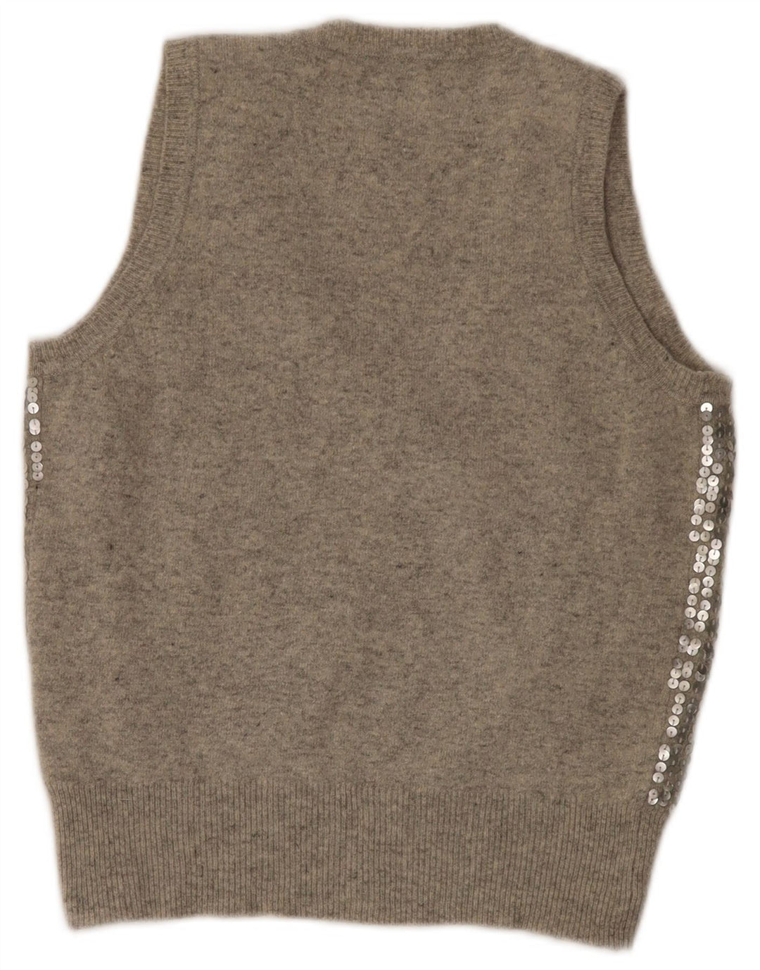 Liu Jo Womens Crop Sequin Vest Tank Top IT 42 Medium Grey Wool