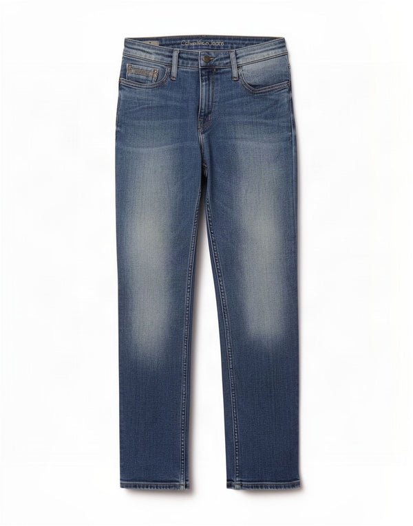 Calvin Klein Womens Mid Rise Straight Jeans W29 L30 Blue Cotton
