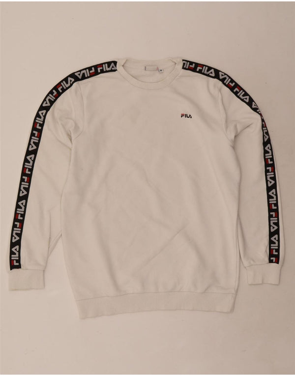 Fila Mens Graphic Sweatshirt Jumper Medium White Colourblock Cotton