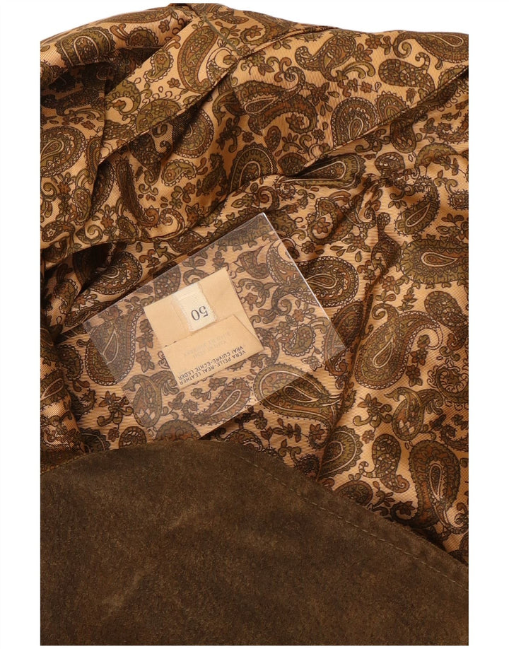 Vintage Mens Suede Waistcoat IT 50 Medium Brown Leather